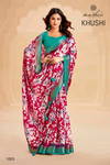 Khushi By Kashvi Dull Moss Jacquard Border Printed Sarees Wholesale Shop In Surat
